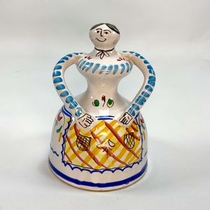 Artigua "Casa Talavera" Lady Figurine Clay Bell Madrid Spain 5 1/2" Hand Paint